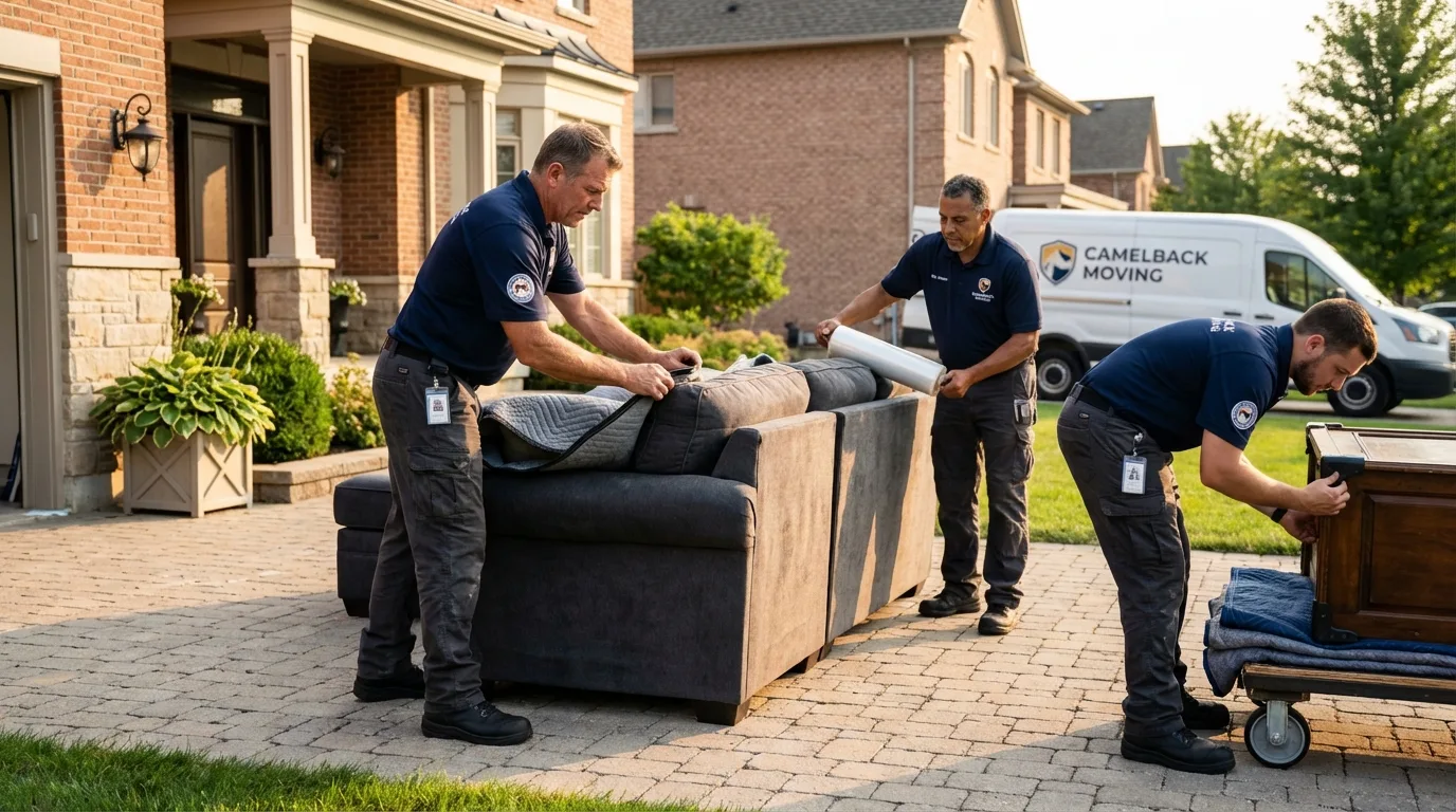 Large estate moving crew wrapping furniture in Lowell, IN